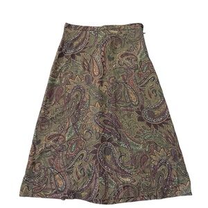 Vintage 90s Kaitlyn O’farrel Petite Paisley A-Line Midi Skirt